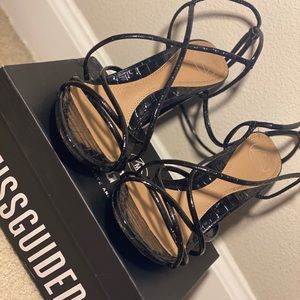 Missguided Croc Print Tie Up Heel